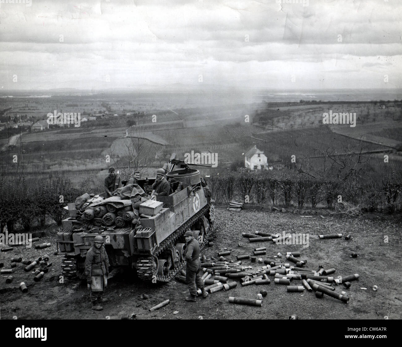 Un canon automoteur à Ribeauvillé (France) le 9 décembre 1944 Banque D'Images