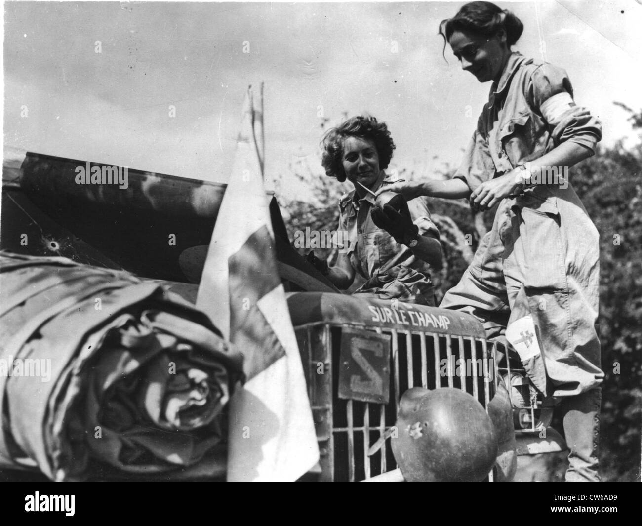 Ambulanciers français en France (France) Août 1944 Banque D'Images