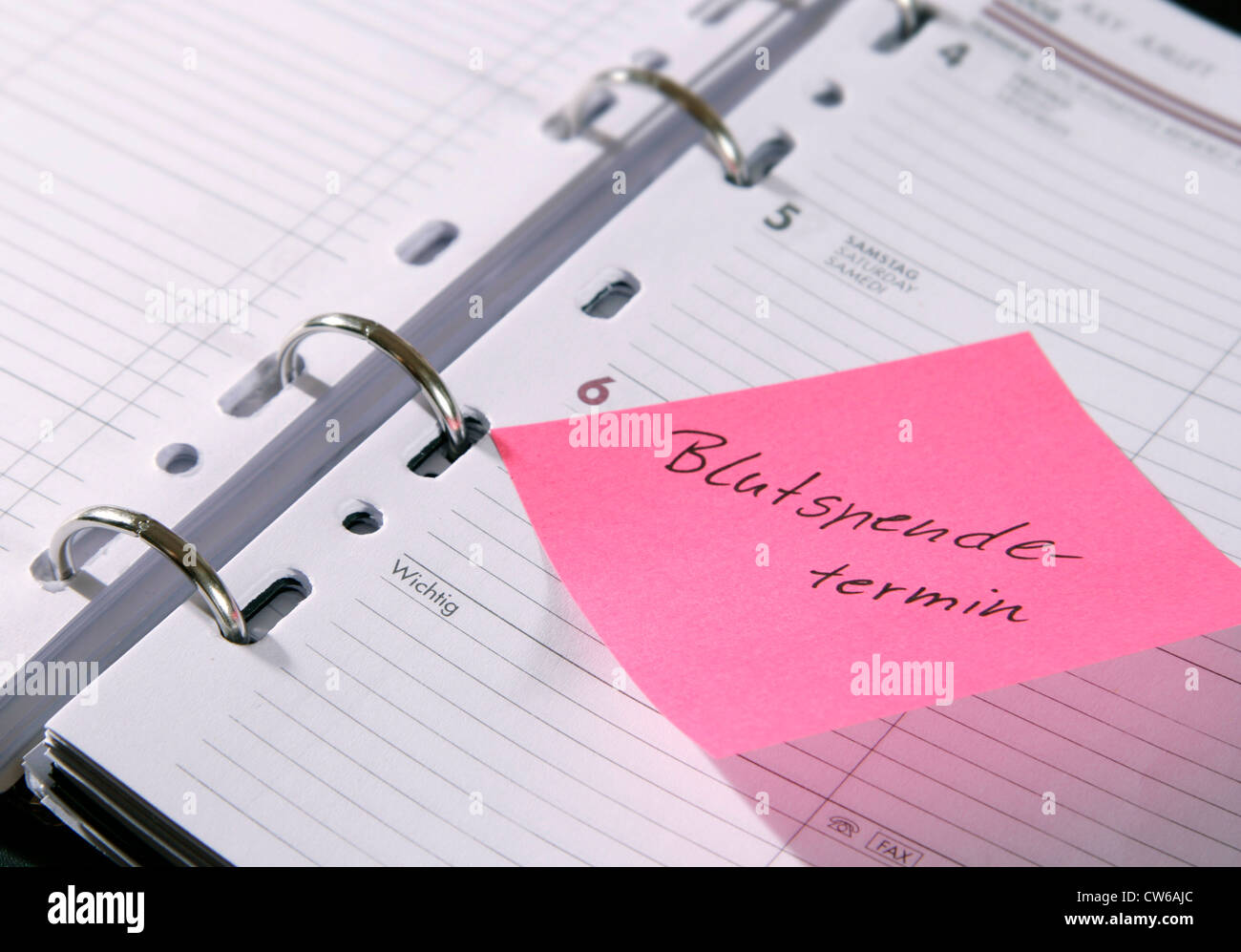 Blutspendetermin label Banque D'Images