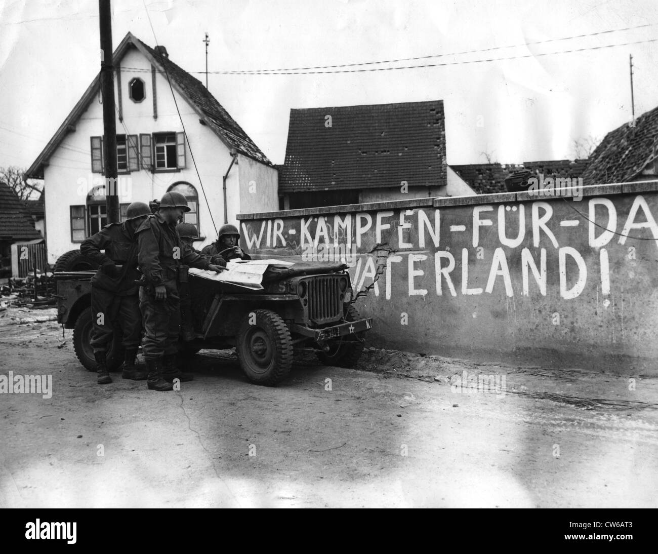 Nous nous battons pour la patrie sur un mur à Scheibenhardt (Allemagne) le 30 décembre 1944 Banque D'Images