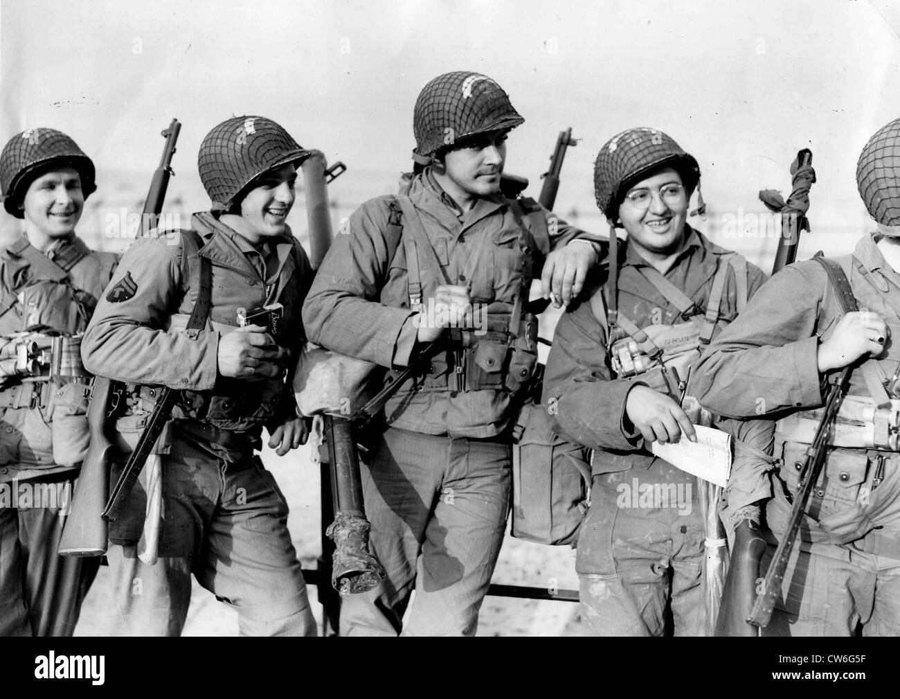 Les soldats américains avant le débarquement en Normandie (Juin 1944 Photo Stock - Alamy