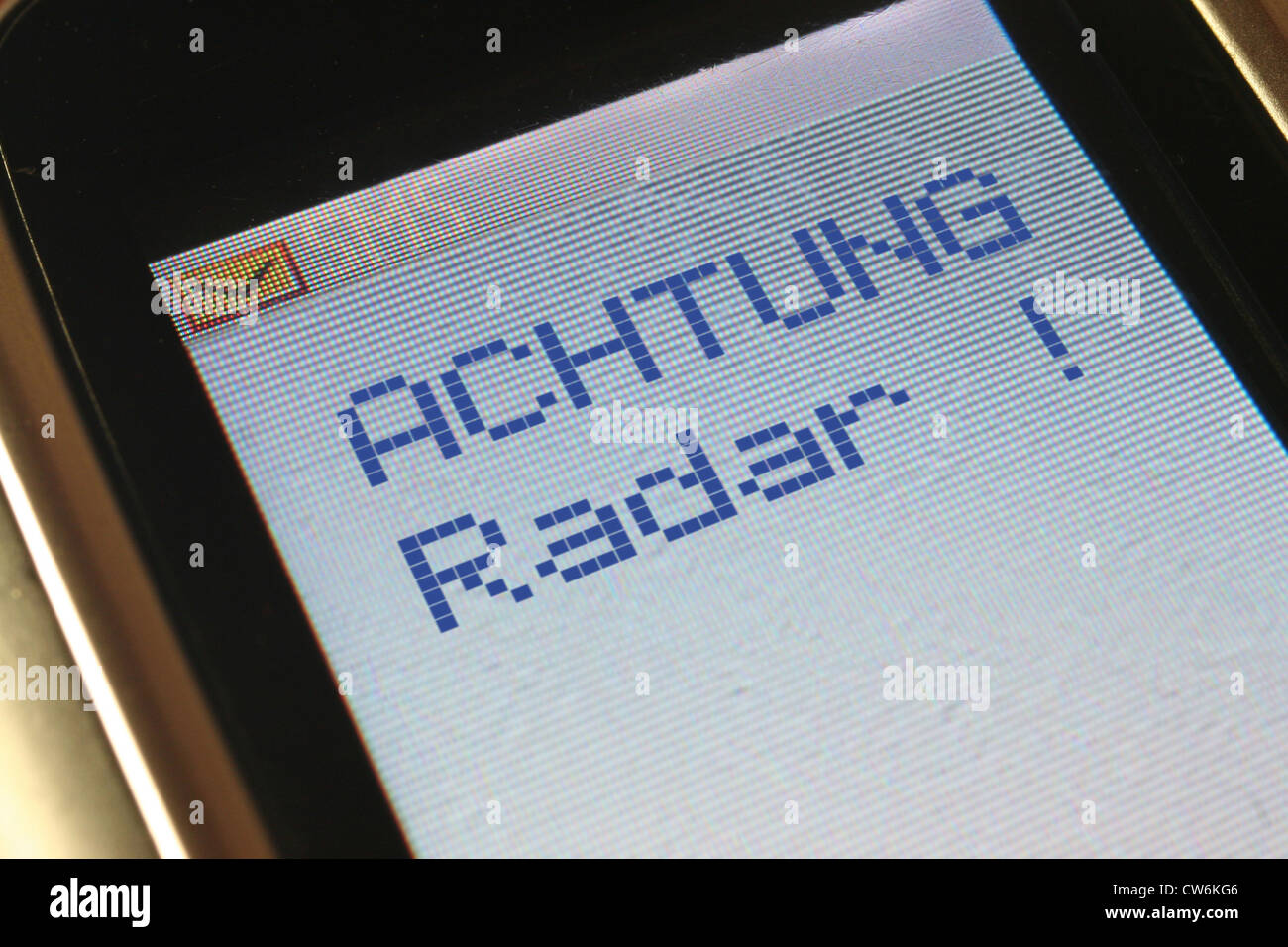 Message texte, radar attention Banque D'Images