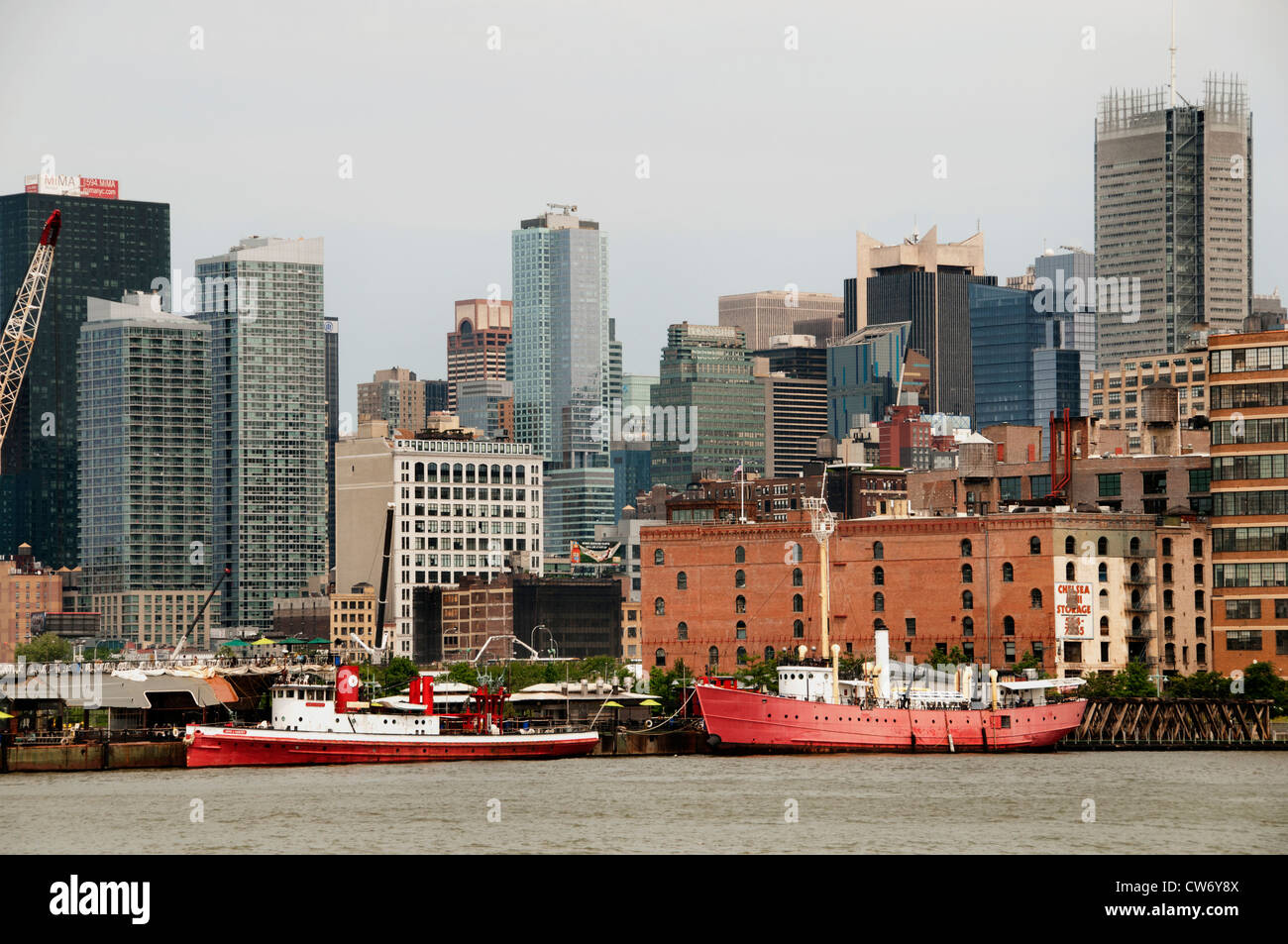 Hudson River New York City Manhattan Sky Line Banque D'Images