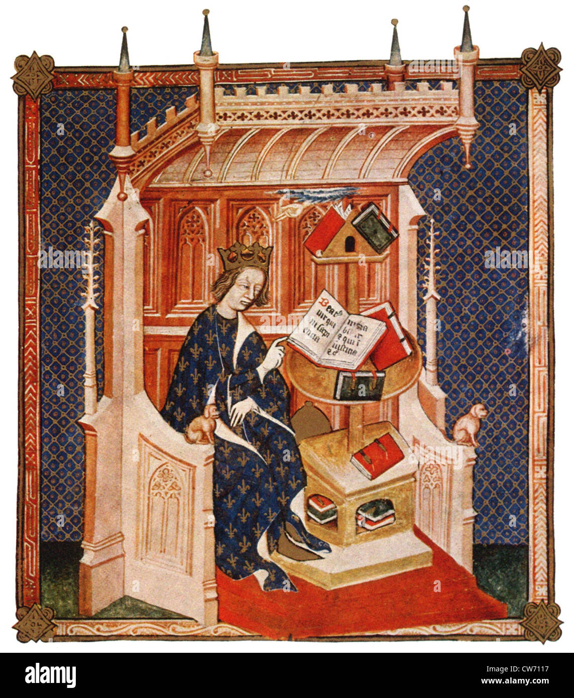 Charles V dans sa bibliothèque (1364-1380) Banque D'Images