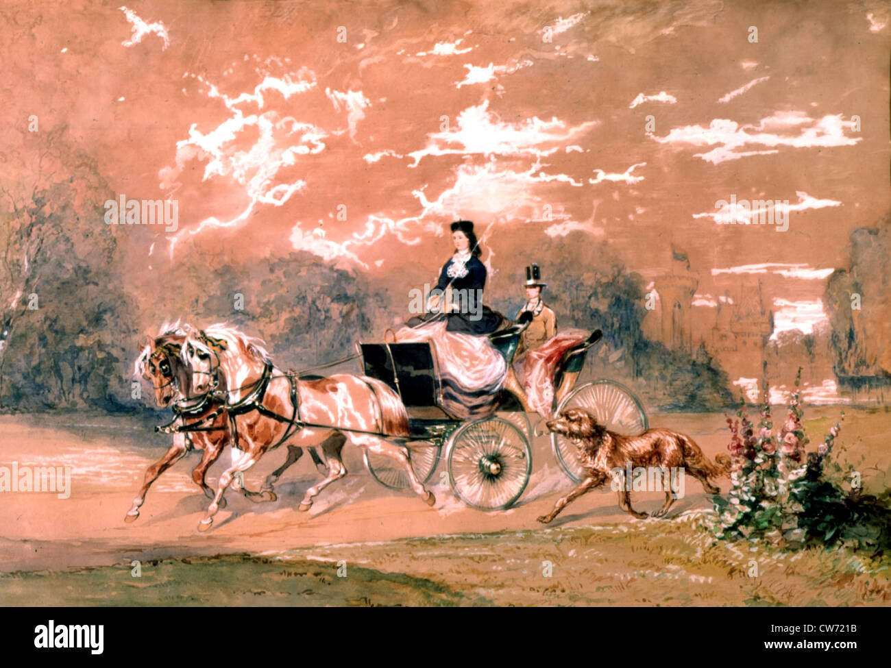 L'impératrice Elisabeth d'Autriche going for a Ride dans Laxemburg Banque D'Images