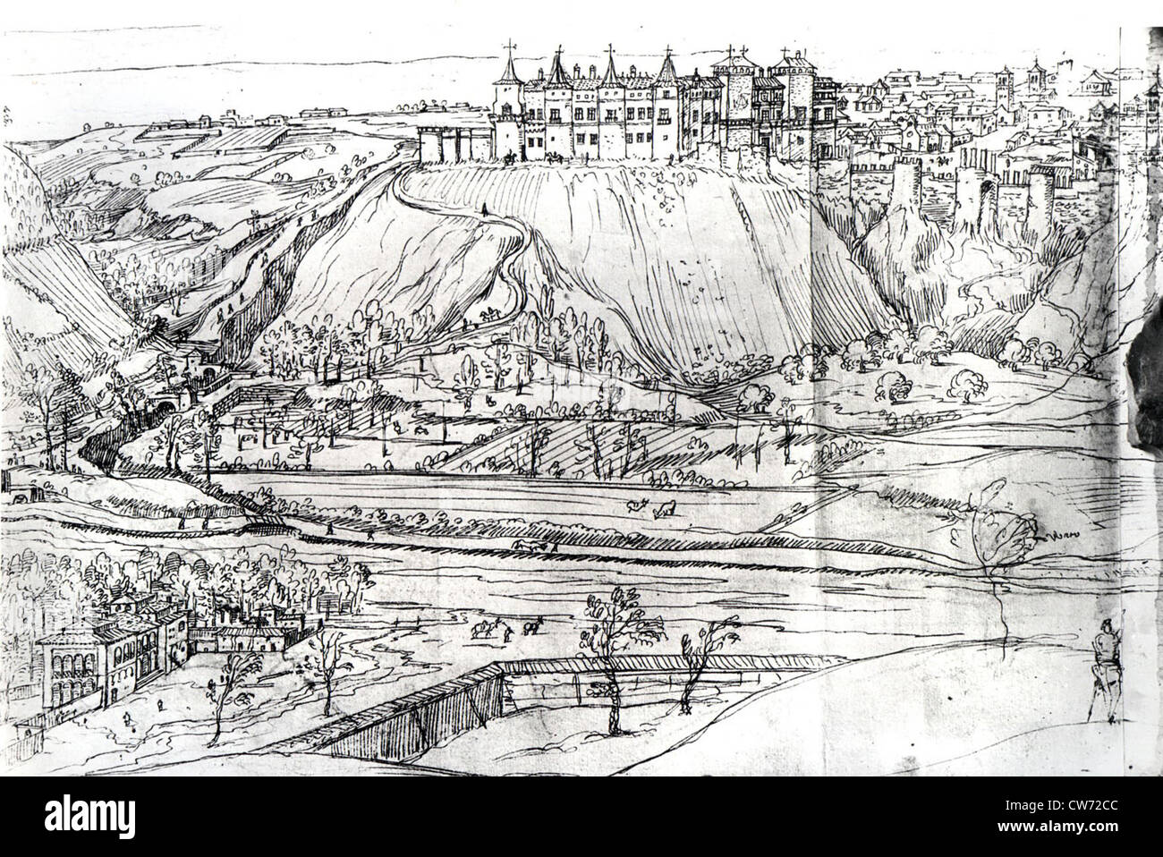 Dessin représentant une vue de Madrid Banque D'Images