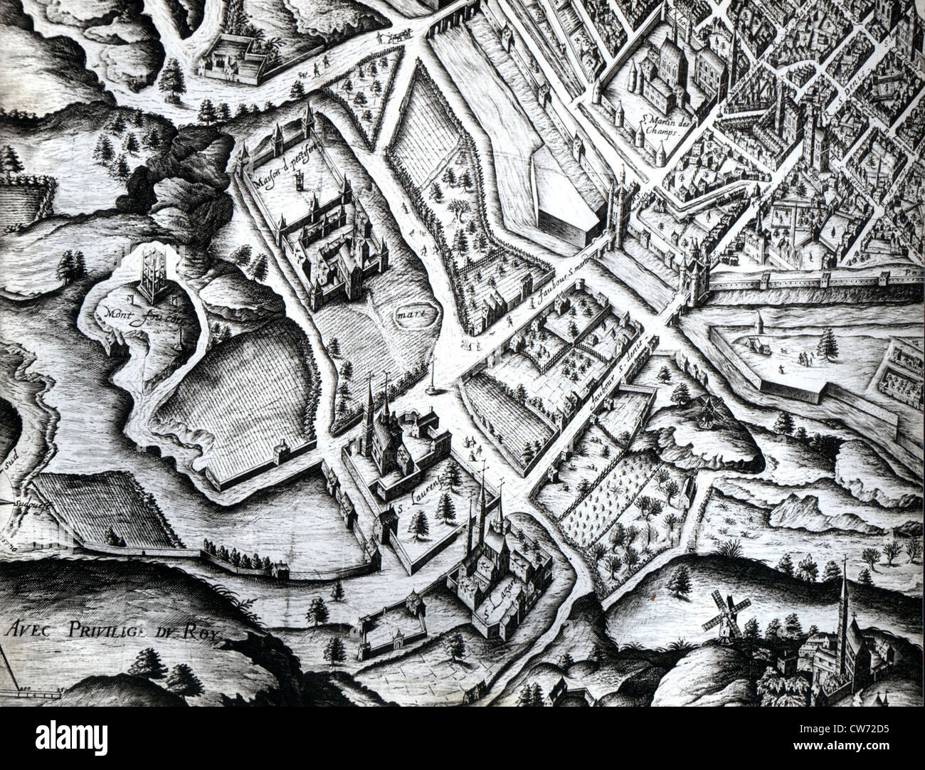 Plan de Paris, quartier Saint Lazare Banque D'Images