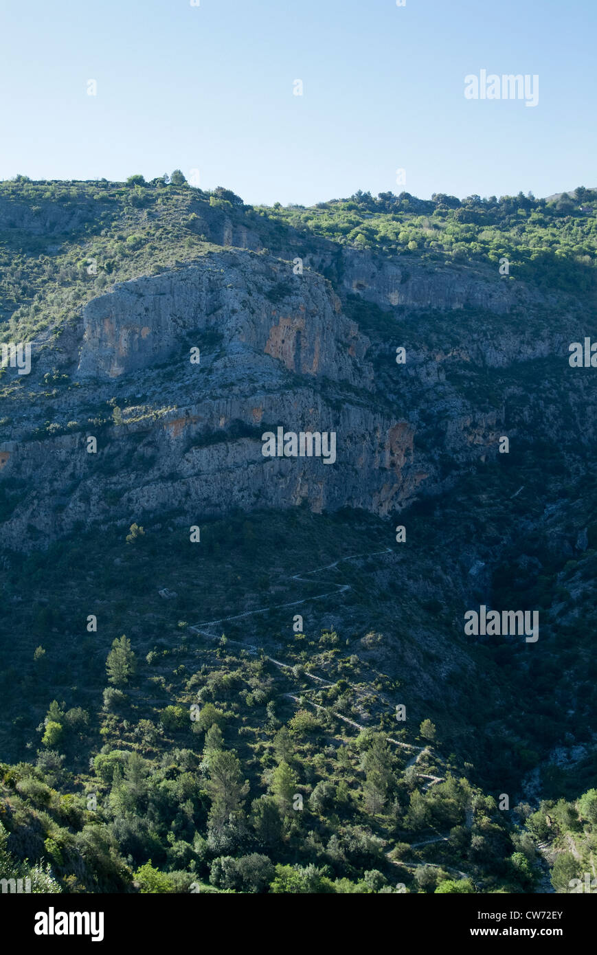 Randonnées dans la Vall de Laguar, province d'Alicante, Valence, Espagne Banque D'Images