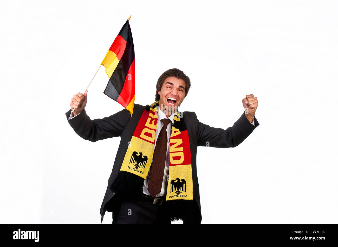 Avec le foulard et businessmann allemand drapeau allemand, Allemagne Banque D'Images