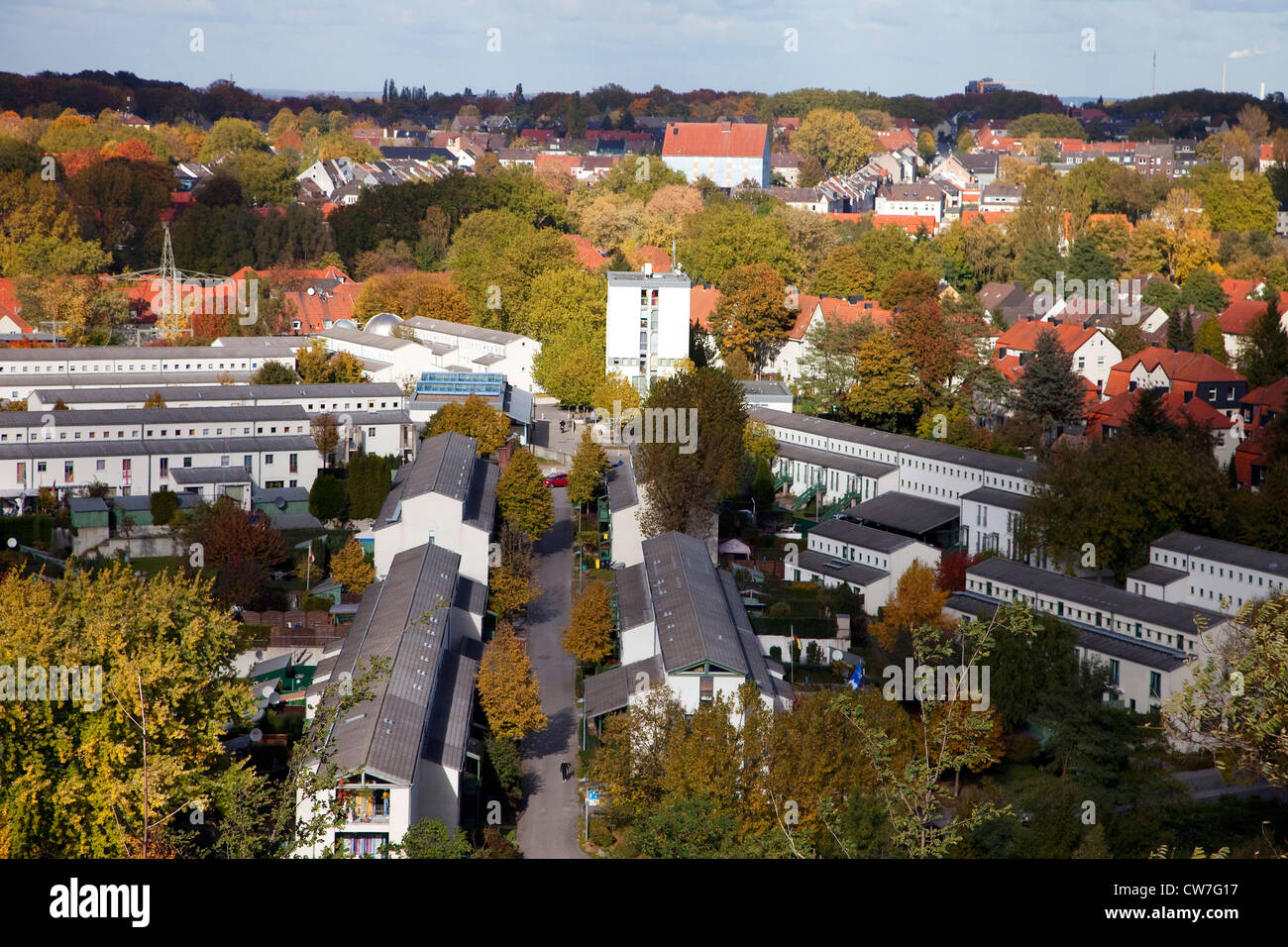 Schuengelberg district, la nouvelle partie de l'avant-plan, ancien dans l'arrière-plan, l'Allemagne, en Rhénanie du Nord-Westphalie, région de la Ruhr, Bochum Banque D'Images