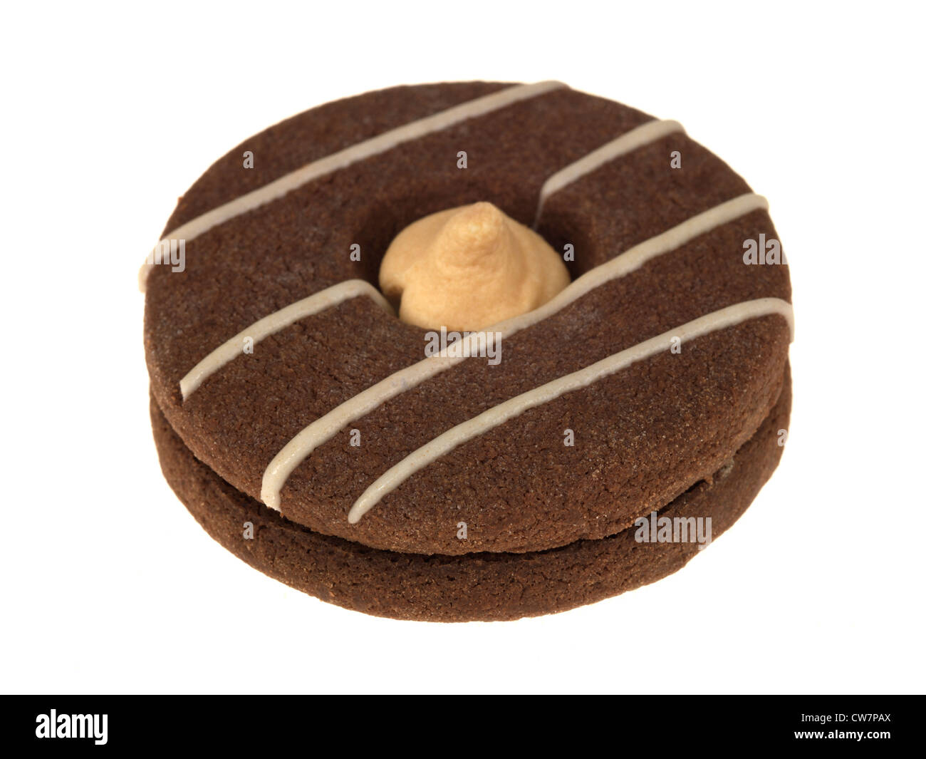 Les délicieuses collations Biscuits sablés au caramel et isolé sur un fond blanc avec un chemin de détourage et aucun peuple Banque D'Images