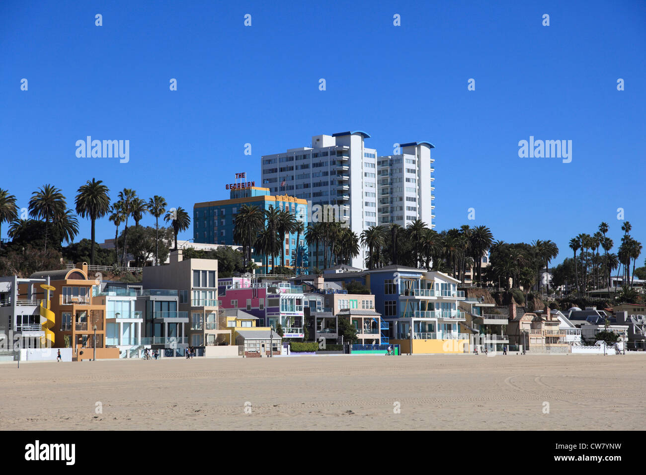 Maisons de Plage, Santa Monica, Los Angeles, Californie, USA Banque D'Images
