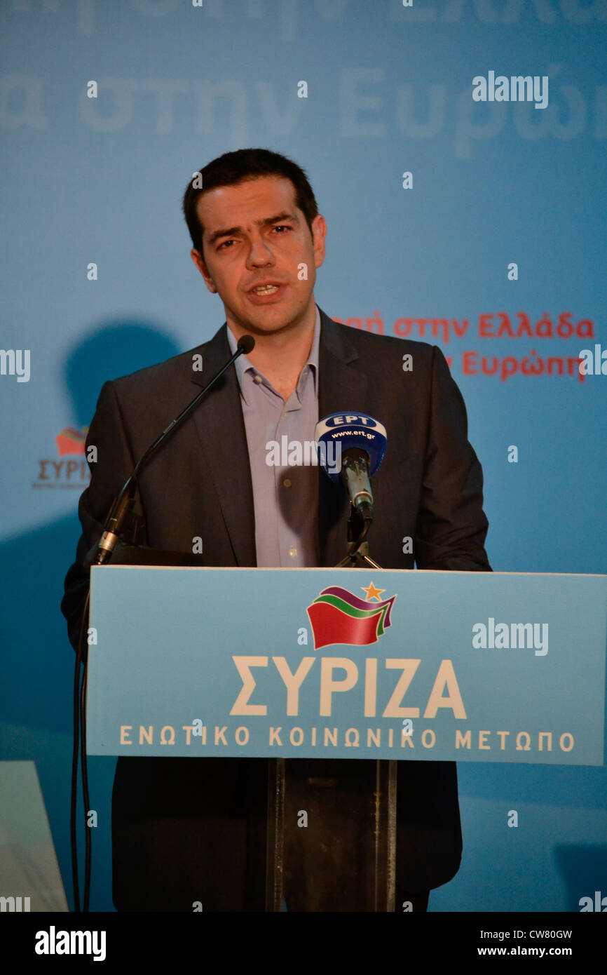 Alexis Tsipras, leader du parti de gauche SYRIZA. Banque D'Images