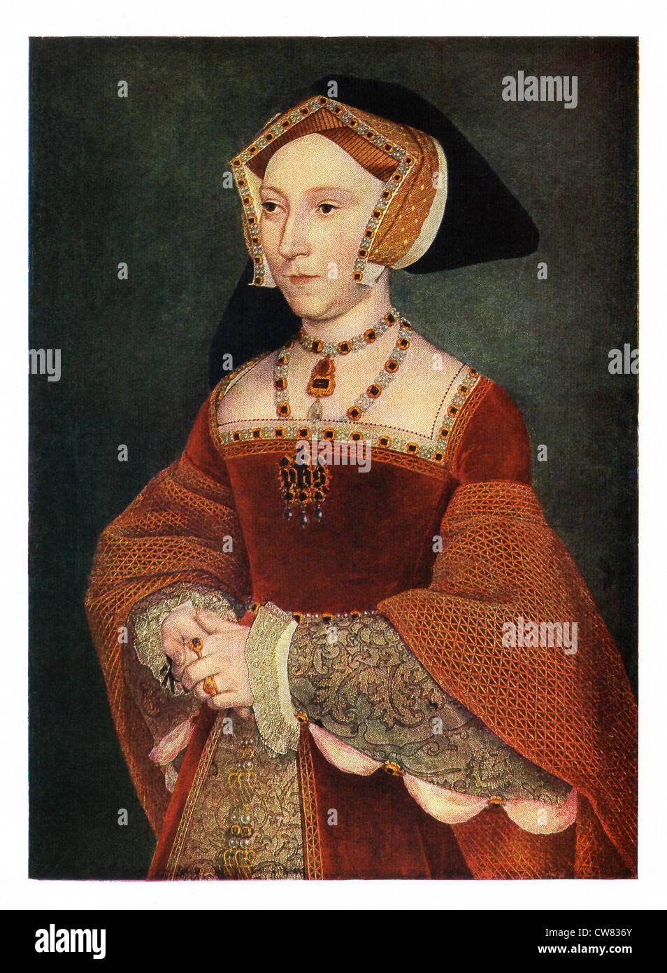 Hans Holbein (1497_1543 ?) a peint ce portrait de Jeanne Seymour, la troisième épouse d'Henry VIII, entre 1536 et 1537. Banque D'Images