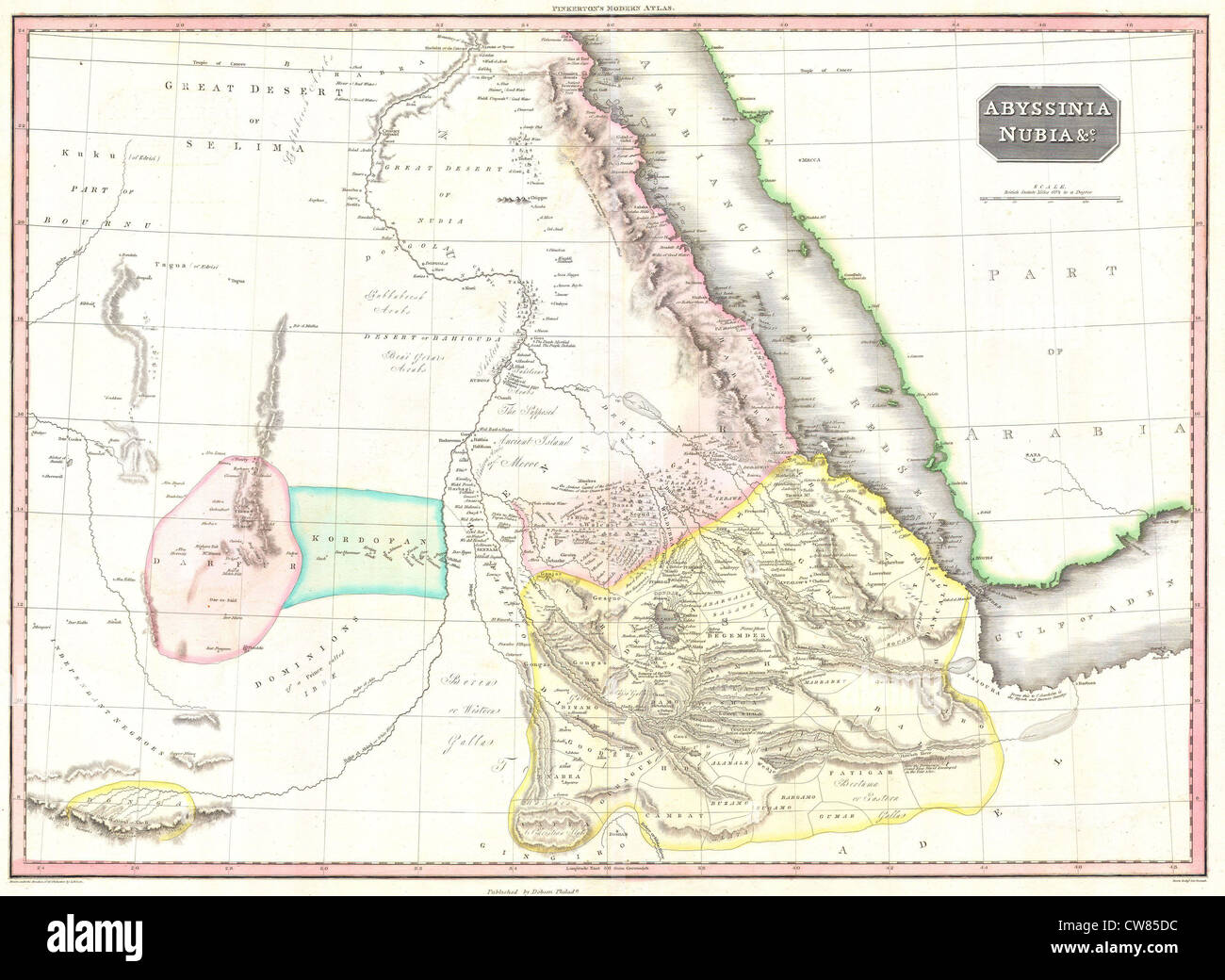 1818 Carte de l'Abyssinie Pinkerton ( Ethiopie ), le Soudan Nubie ^ Banque D'Images
