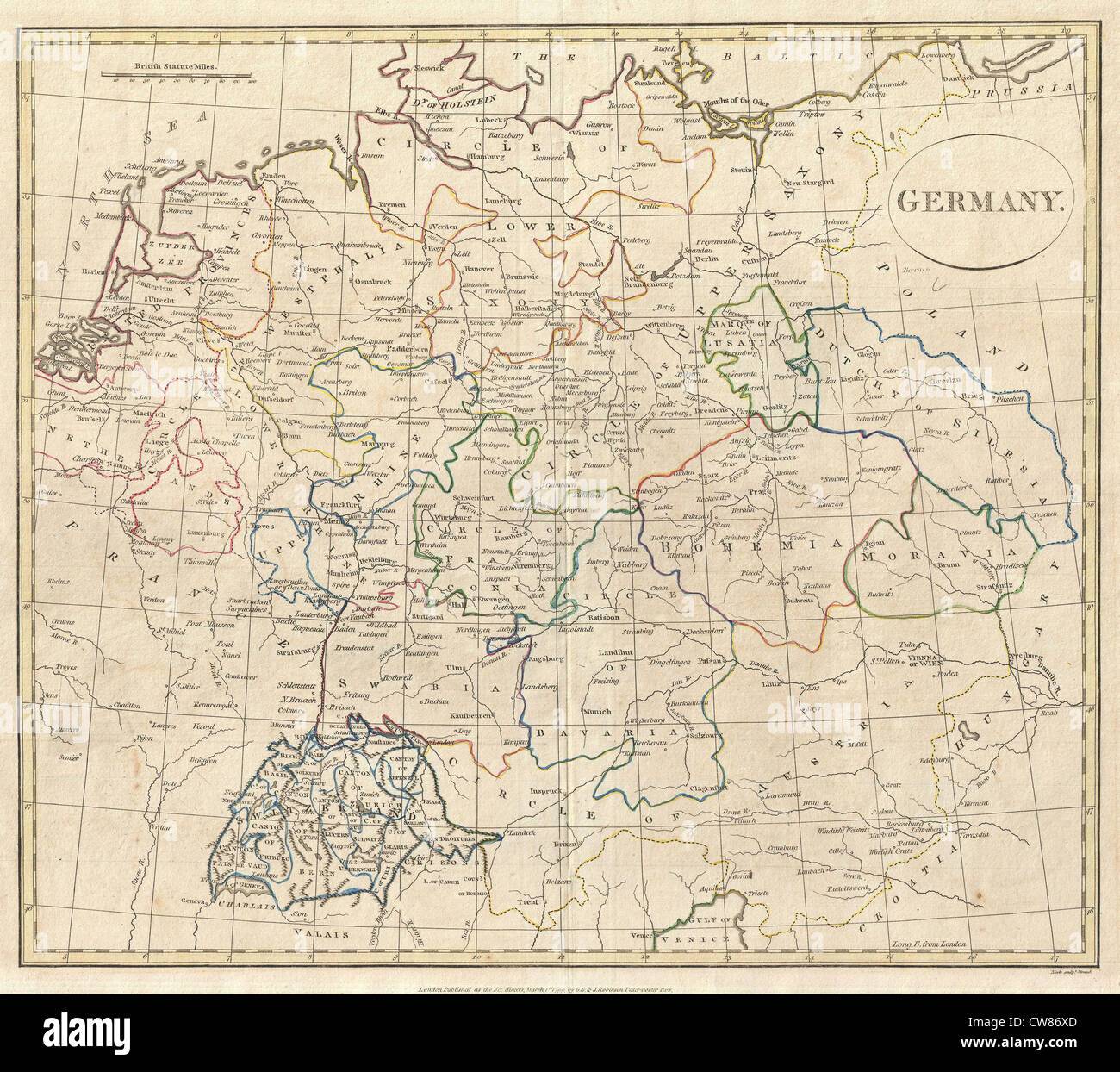 Cruttwell Celement 1799 Carte de l'Allemagne Banque D'Images