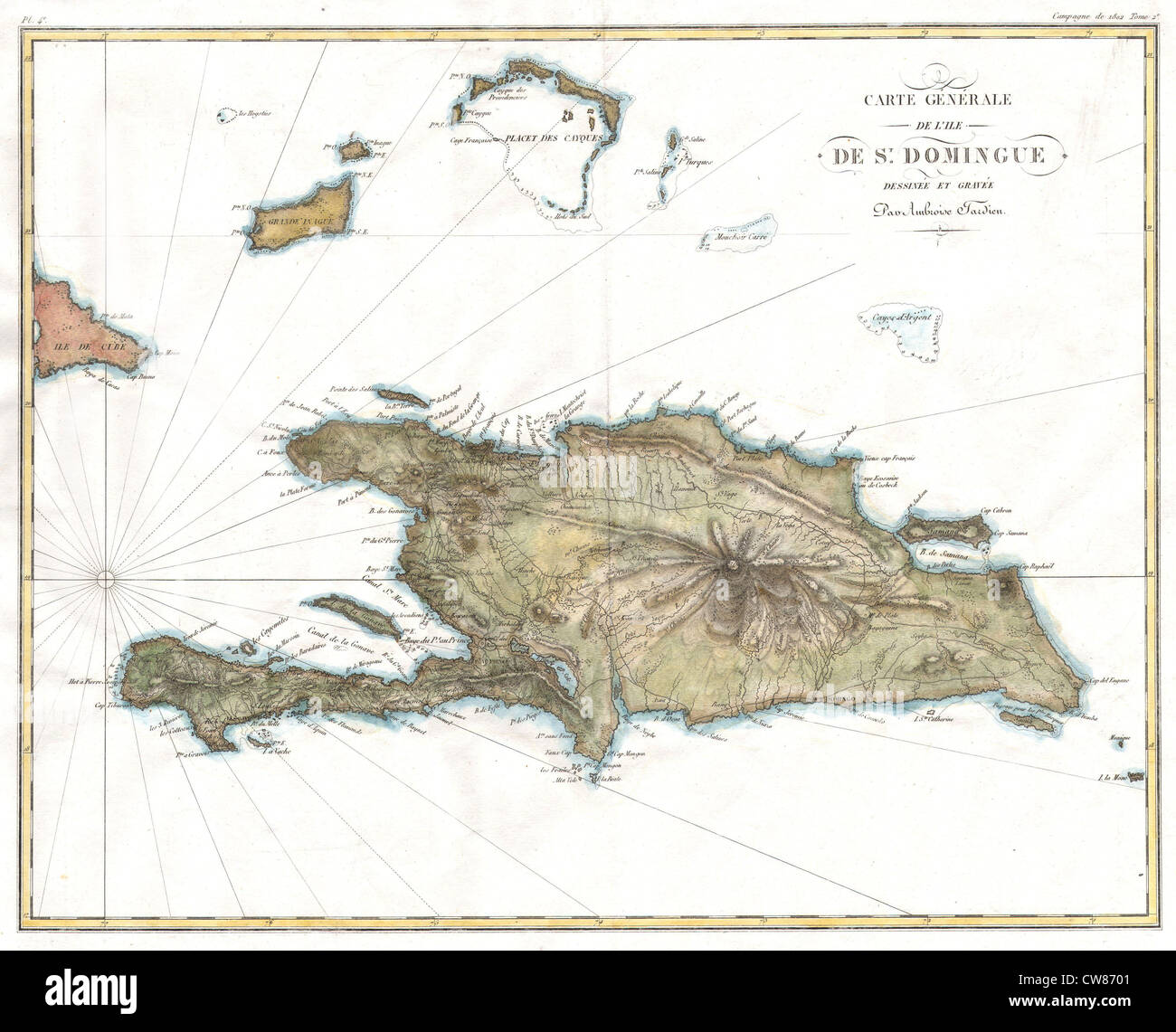 1802 Tardieu Plan de Santo Domingo ou Hispaniola, West Indies Banque D'Images