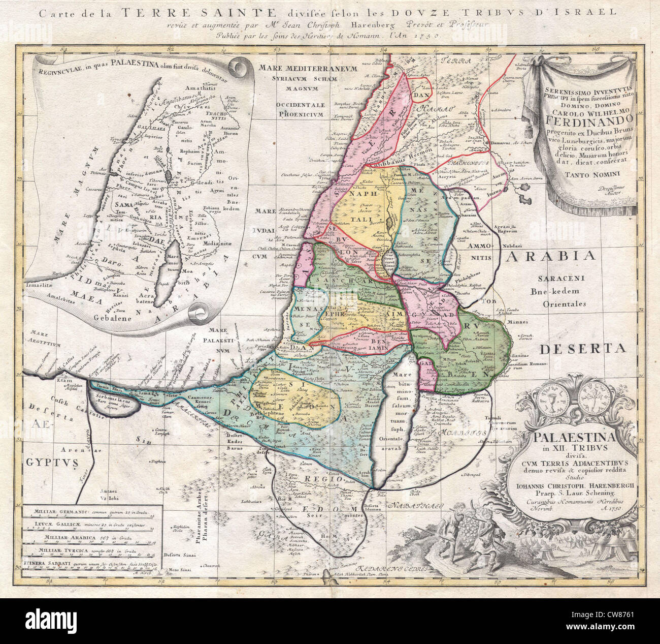 1750 Héritiers Homann Site d'Israël - Palestine - Terre Sainte (12 tribus) Banque D'Images