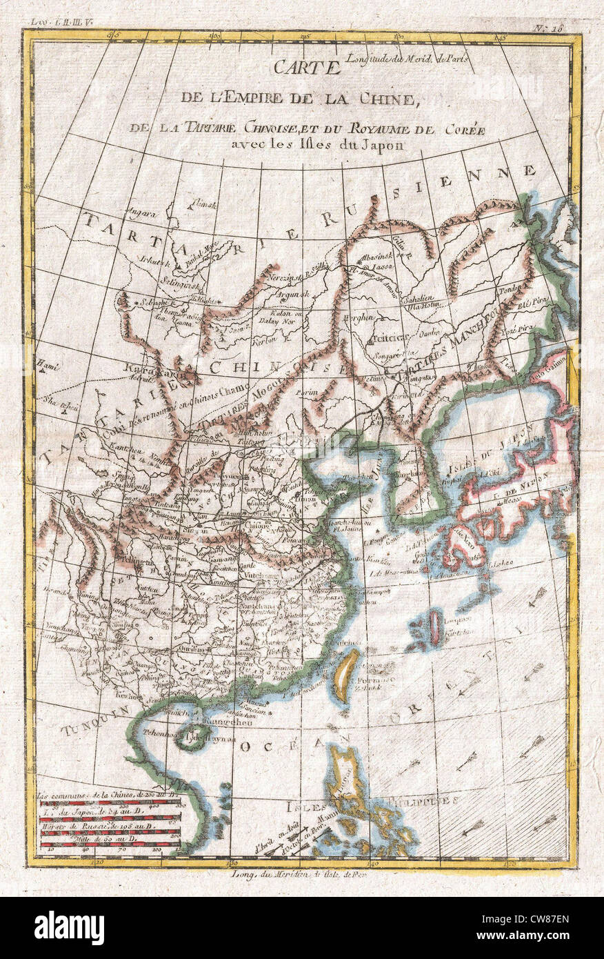 1780 Raynal et bonne carte de Chine, Corée, et Japon Banque D'Images