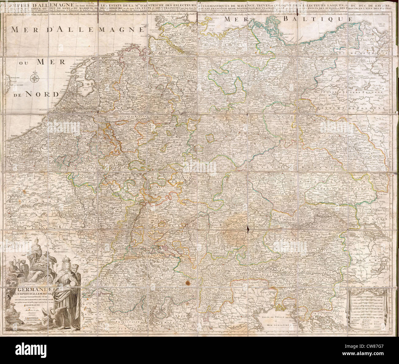 1730 Covens et Mortier Carte de l'Allemagne ( Caisse pliante UNE CARTE ) Banque D'Images