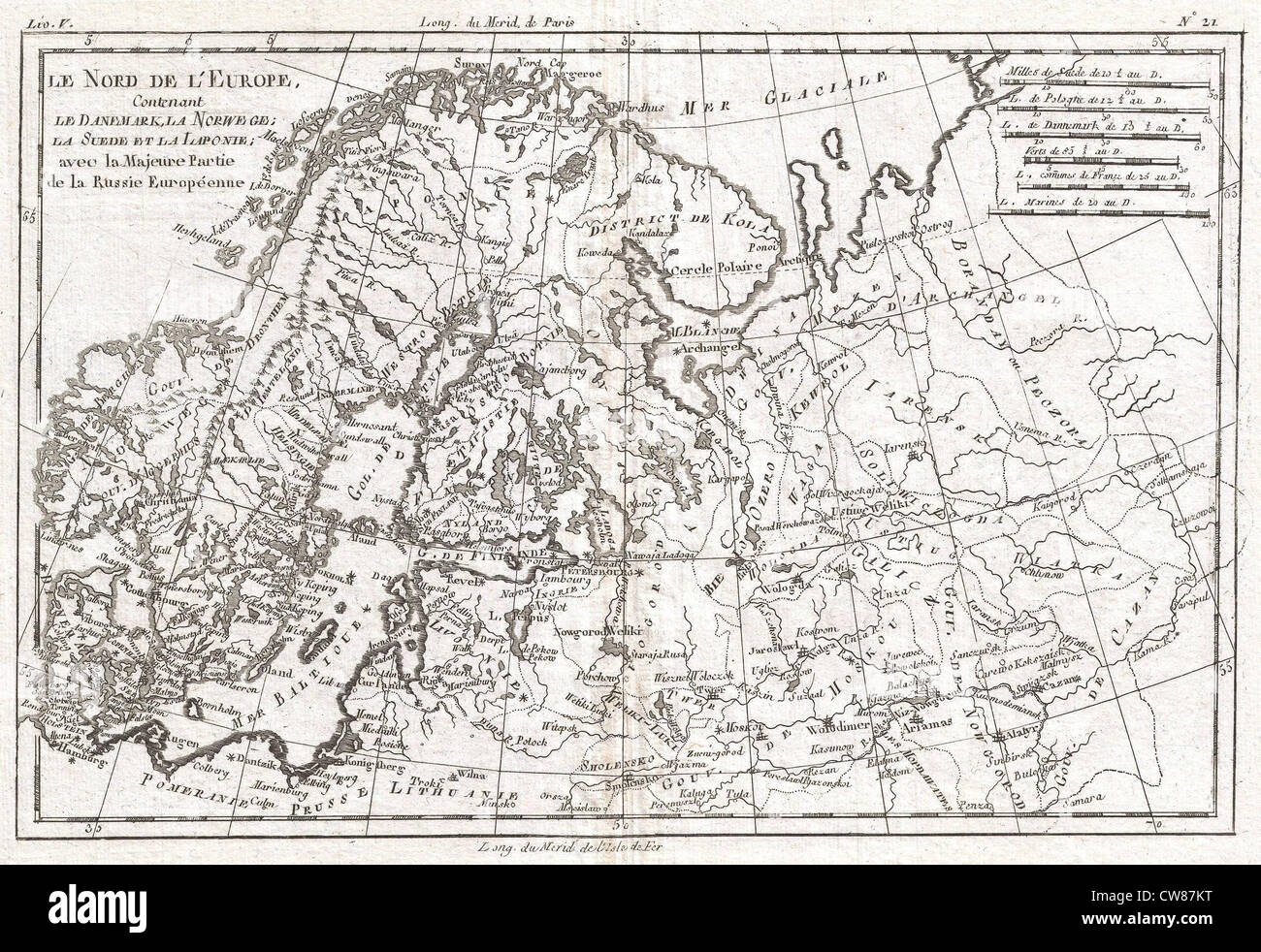 1780 Raynal et bonne carte de l'Europe du Nord et la Russie européenne Banque D'Images