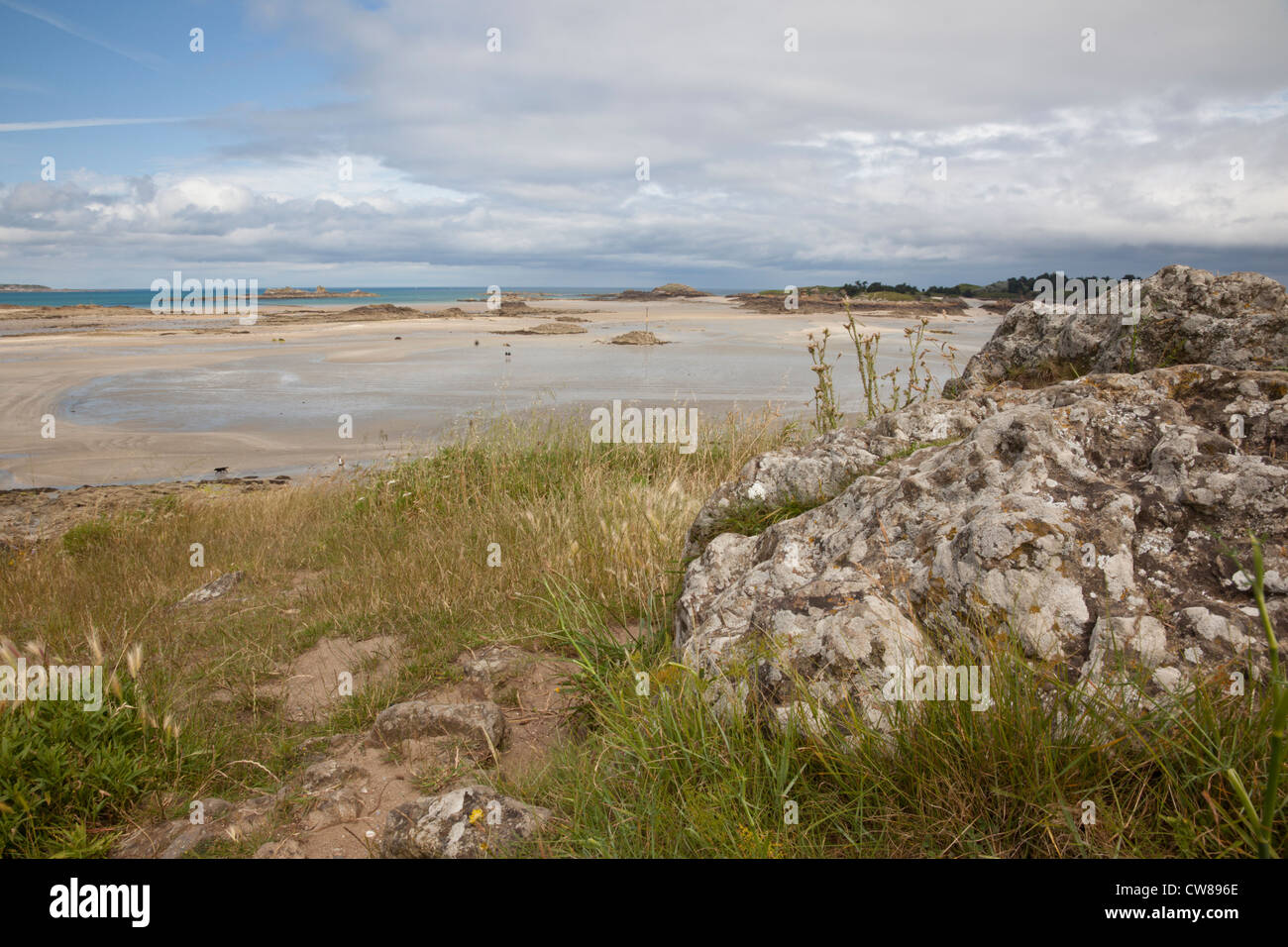 Plage de Pointe du Chevet, Saint Jacut de la Mer, Bretagne, France Banque D'Images