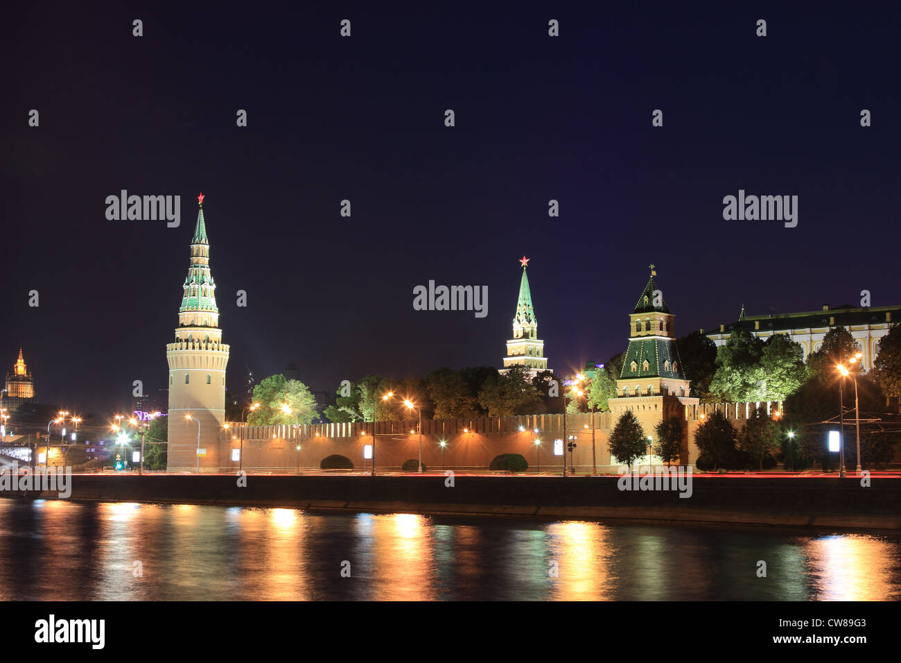 Kremlin de Moscou dans la nuit. Moscou, Russie. Banque D'Images