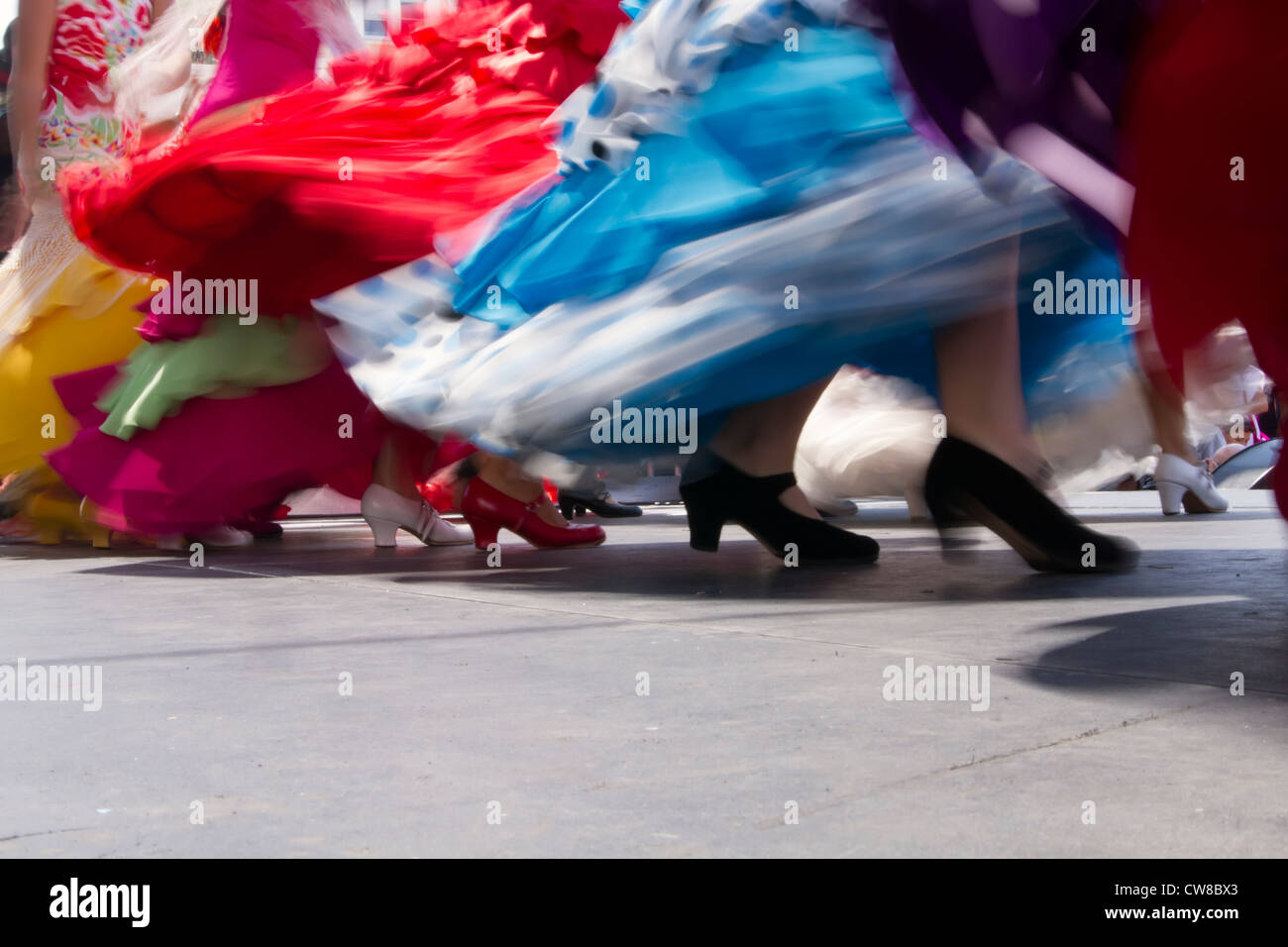 Les spectacles de danse flamenco à l'ancien espagnol jours Fiesta Santa Barbara Banque D'Images
