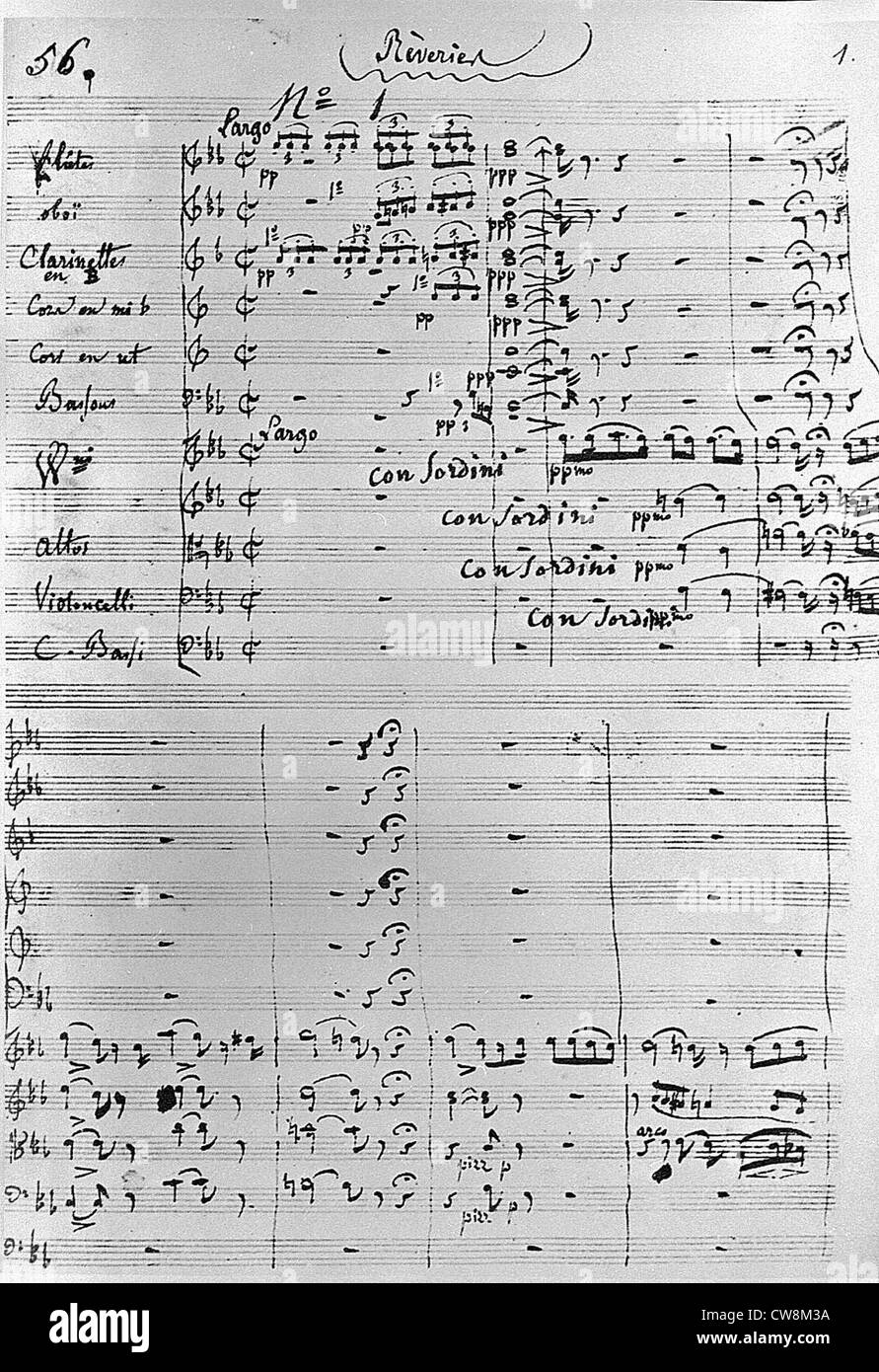Deuxième page de la "Symphonie fantastique" d'Hector Berlioz (1803-1869) Banque D'Images