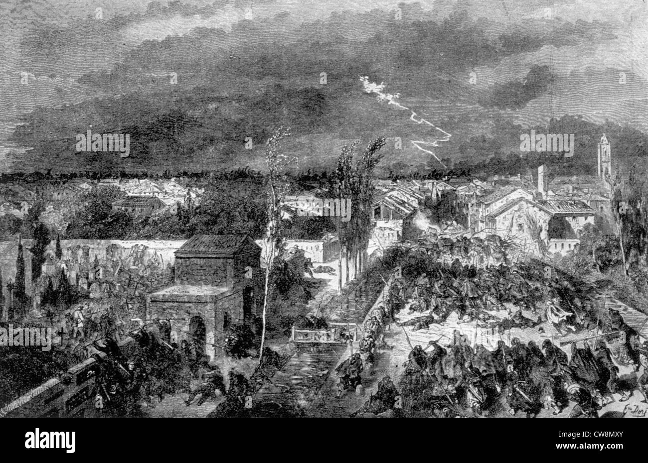 La guerre de l'Italie, illustration par Gustave Doré Banque D'Images