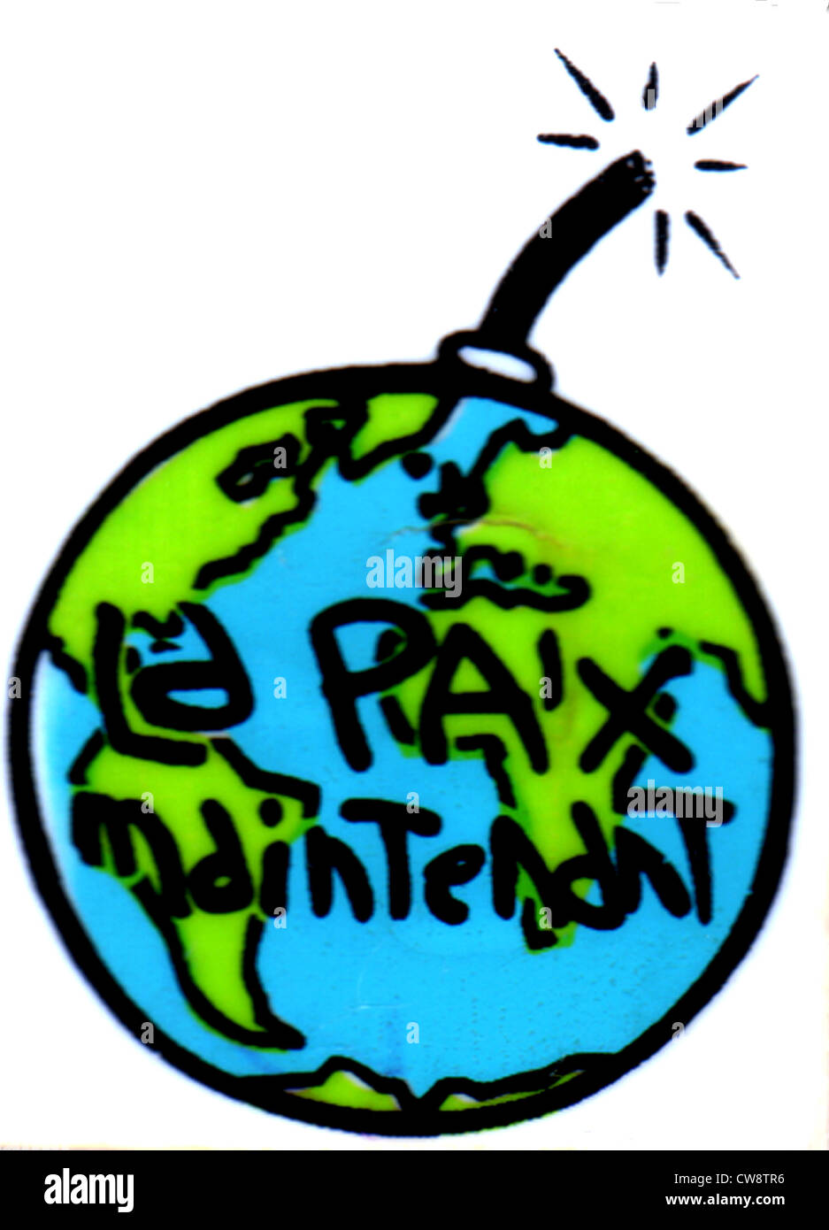 Un insigne vendus pendant la guerre du Golfe : "La paix maintenant" (La Paix maintenant) Banque D'Images