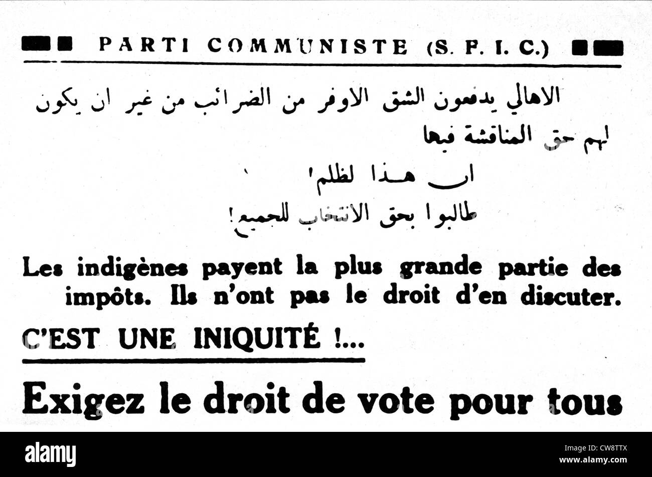 Tract du Parti Communiste Français Banque D'Images