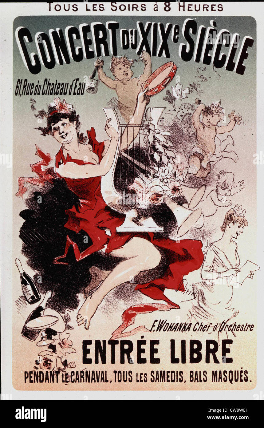 Affiche publicitaire 'Concert' du 19e siècle Banque D'Images