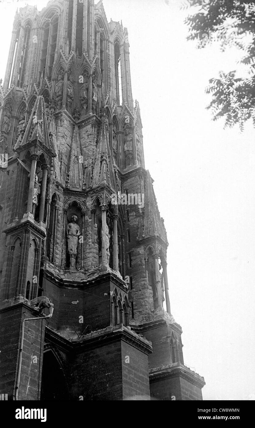 Porte Latérale De La Cathédrale De Reims Après Le Bombardement - Photographie Ancienne