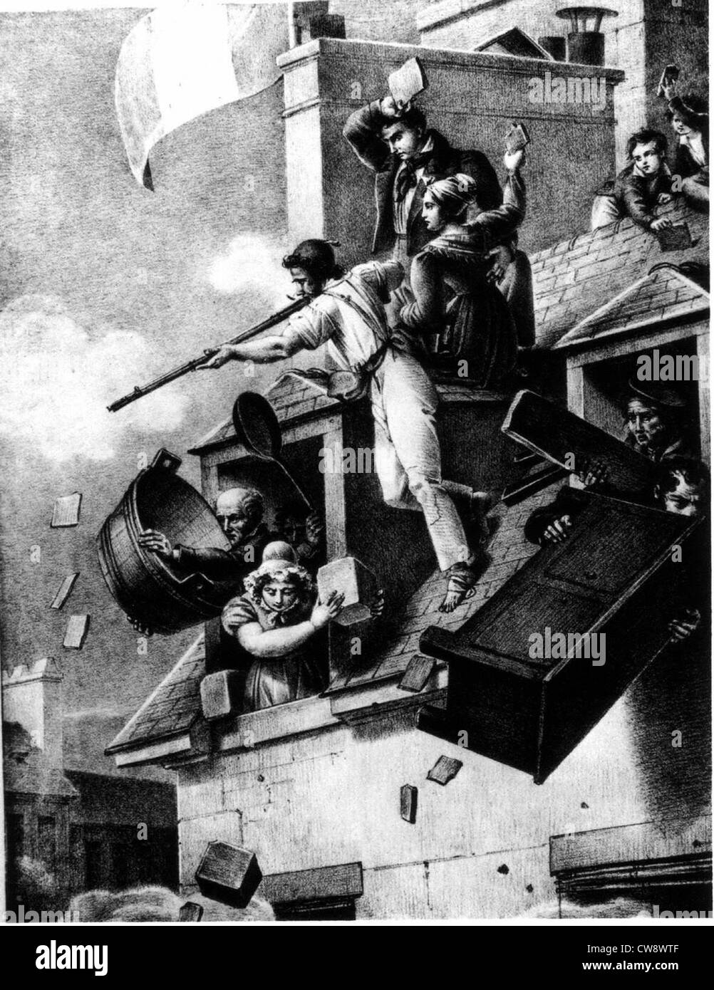 Rue Saint-Antoine, assiégé dans une maison Banque D'Images