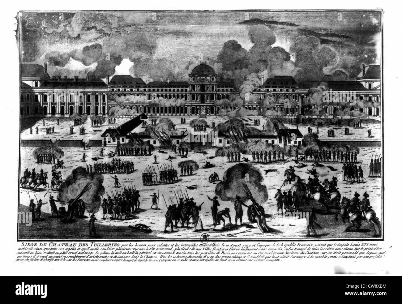 Siège château des Tuileries le 10 août 1792 - Banque D'Images
