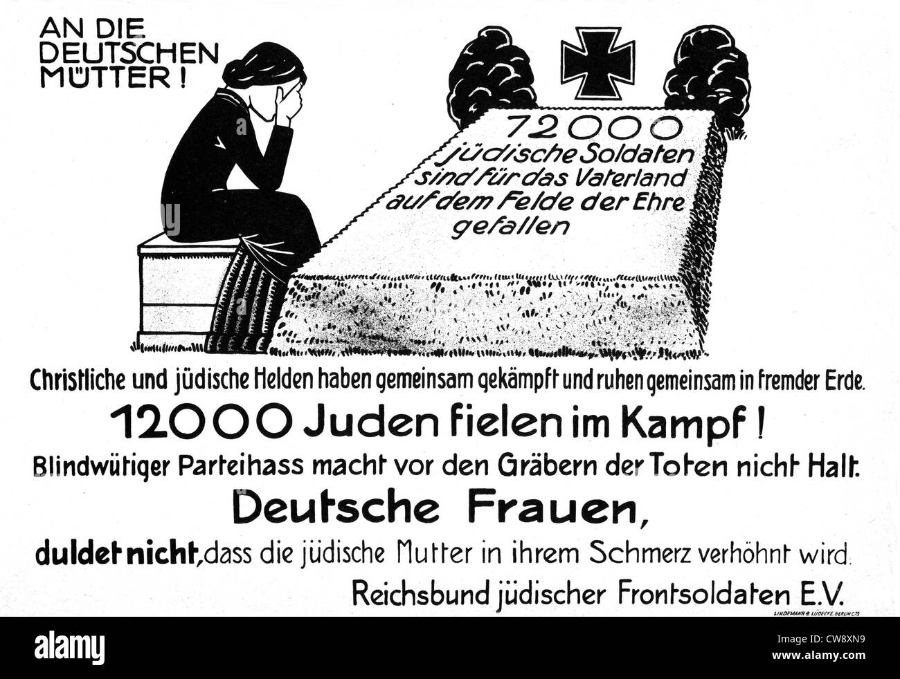 Affiche de propagande vantant des soldats juifs dans l'armée allemande qui sont morts dans la Première Guerre mondiale Banque D'Images