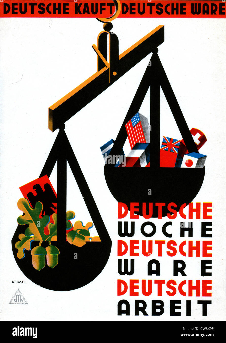 Affiche de propagande pour encourager l'achat de produits fabriqués en Allemagne. Banque D'Images