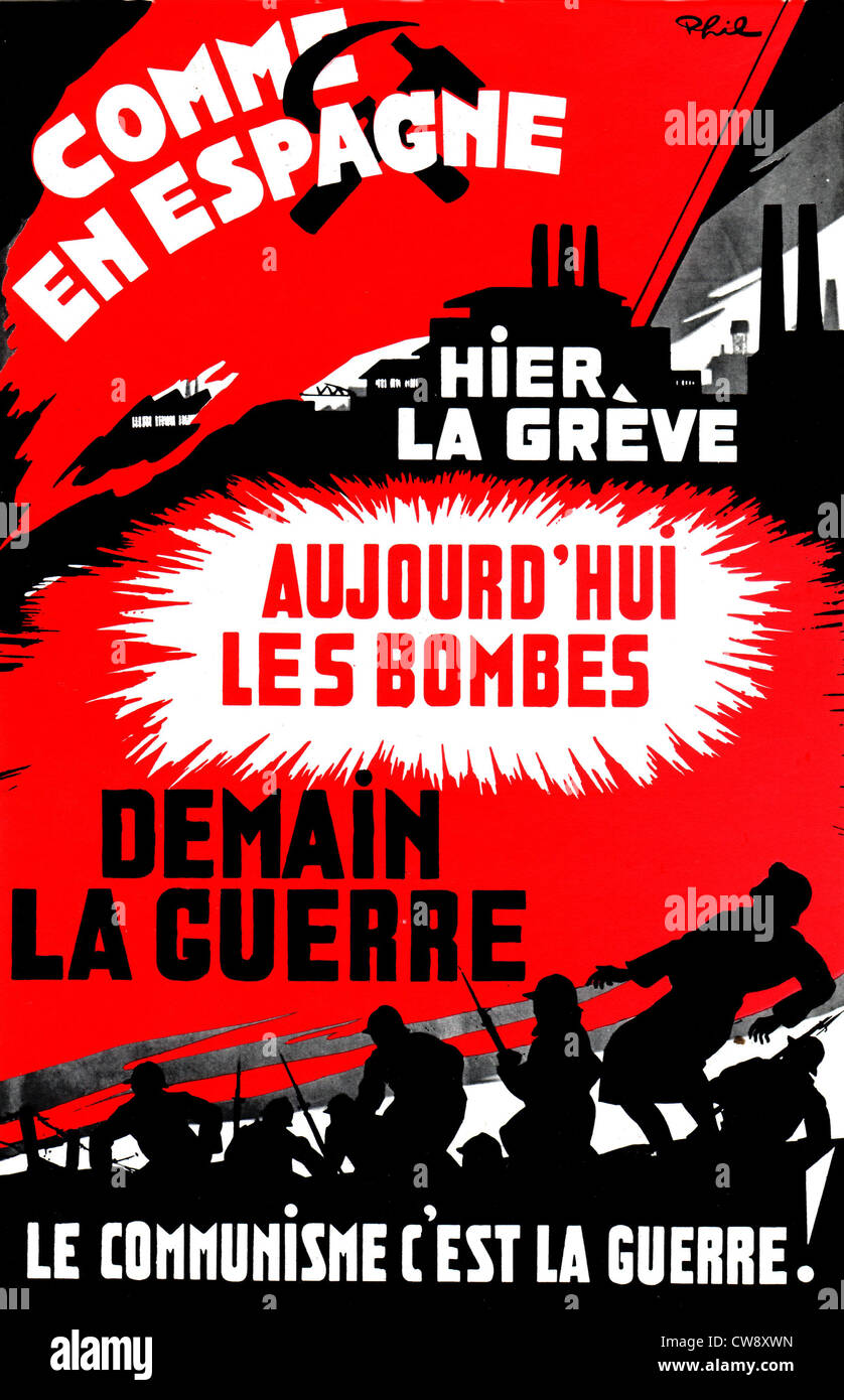 Affiche anti-communiste pendant la guerre civile espagnole Banque D'Images