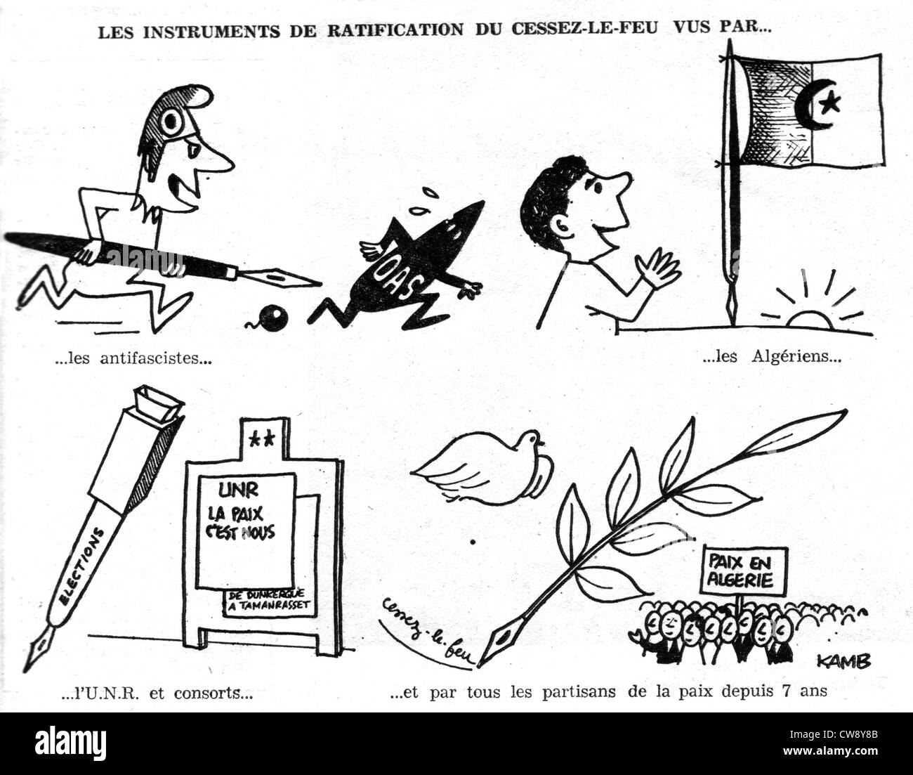 Caricature de Kamb publié dans 'France-Nouvelle' Banque D'Images
