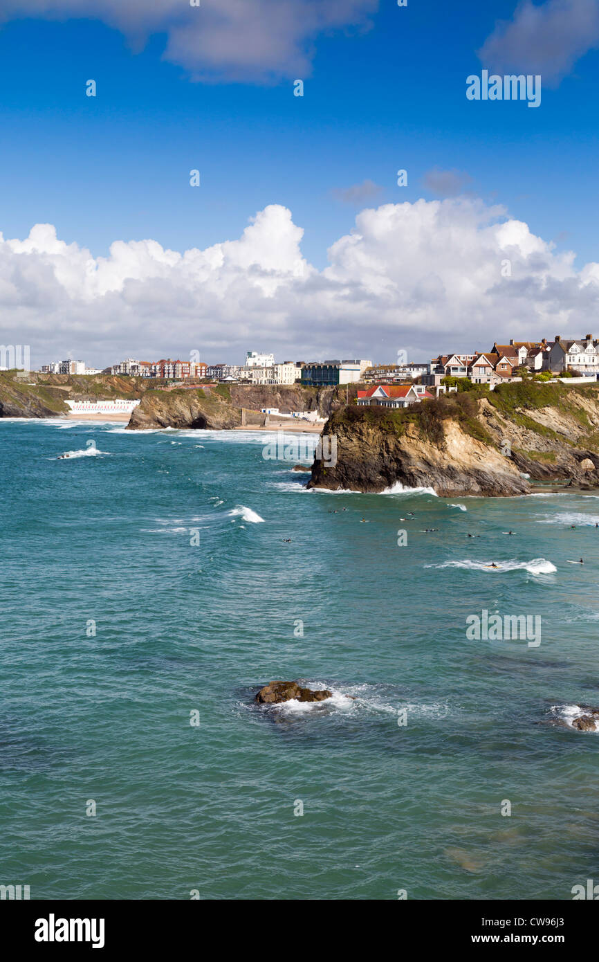 Tolcarne et Newquay ; Great Western Beaches, Cornwall, UK Banque D'Images