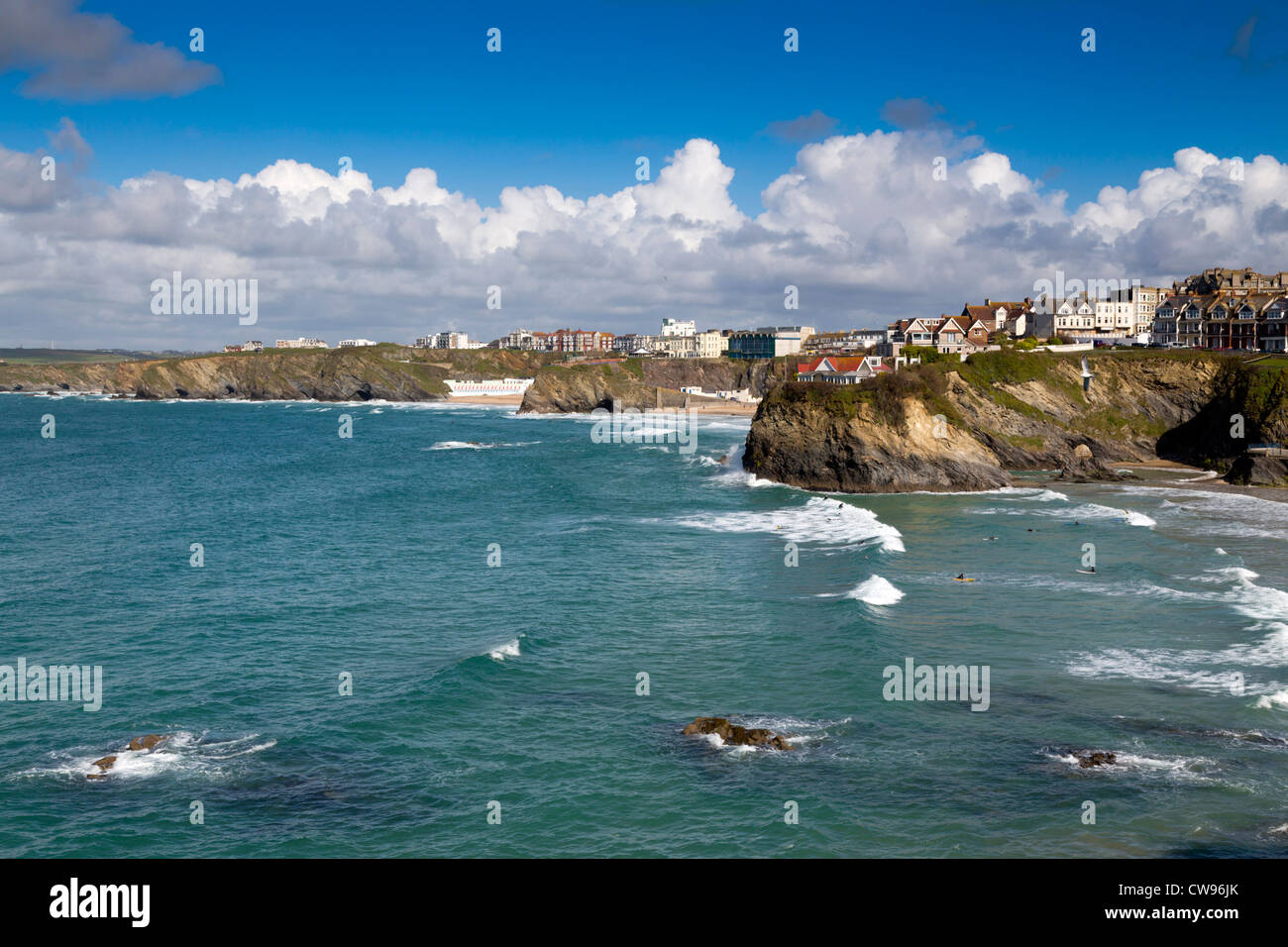 Tolcarne et Newquay ; Great Western Beaches, Cornwall, UK Banque D'Images