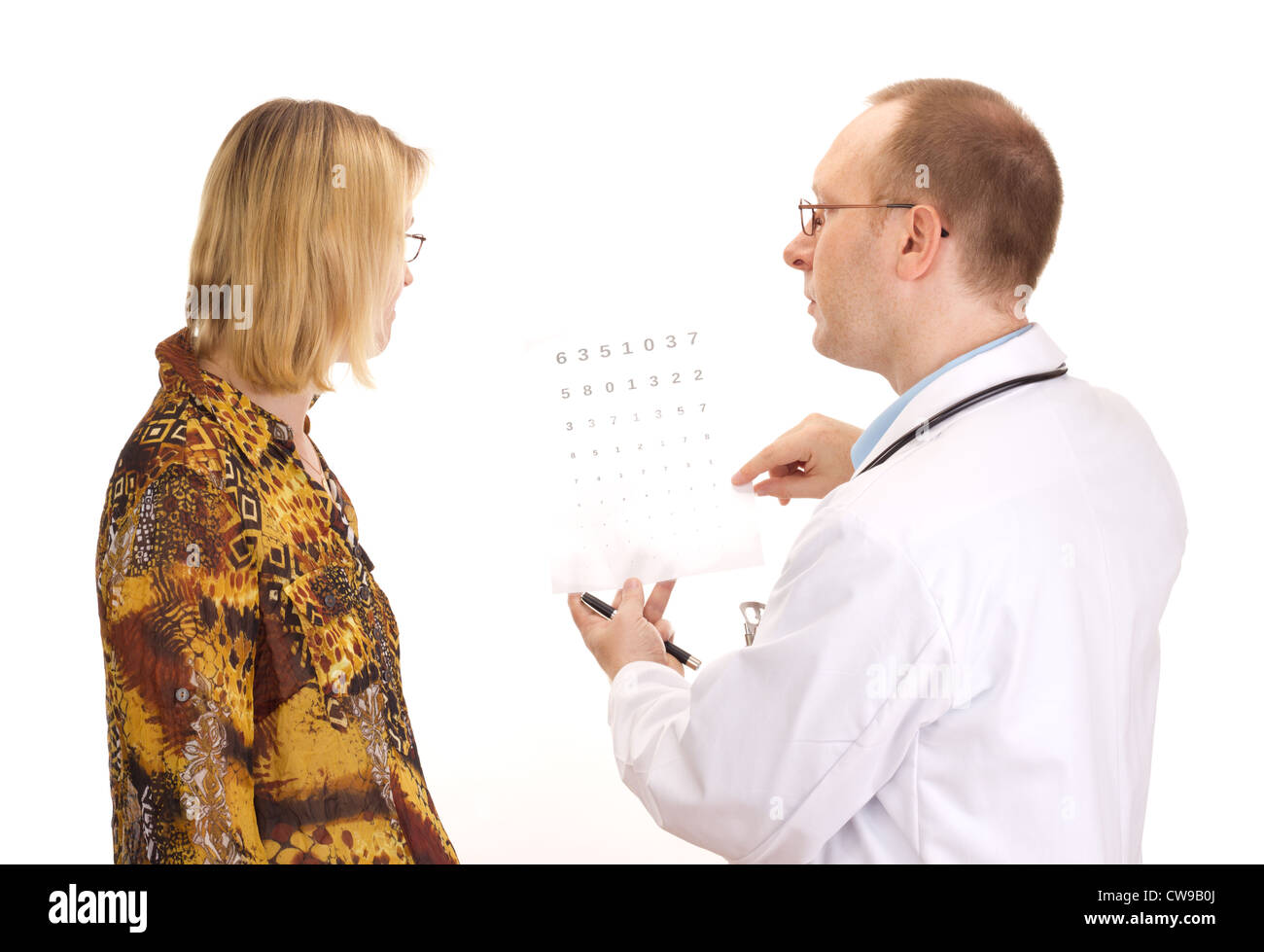 Patient par un ophtalmologiste. Banque D'Images