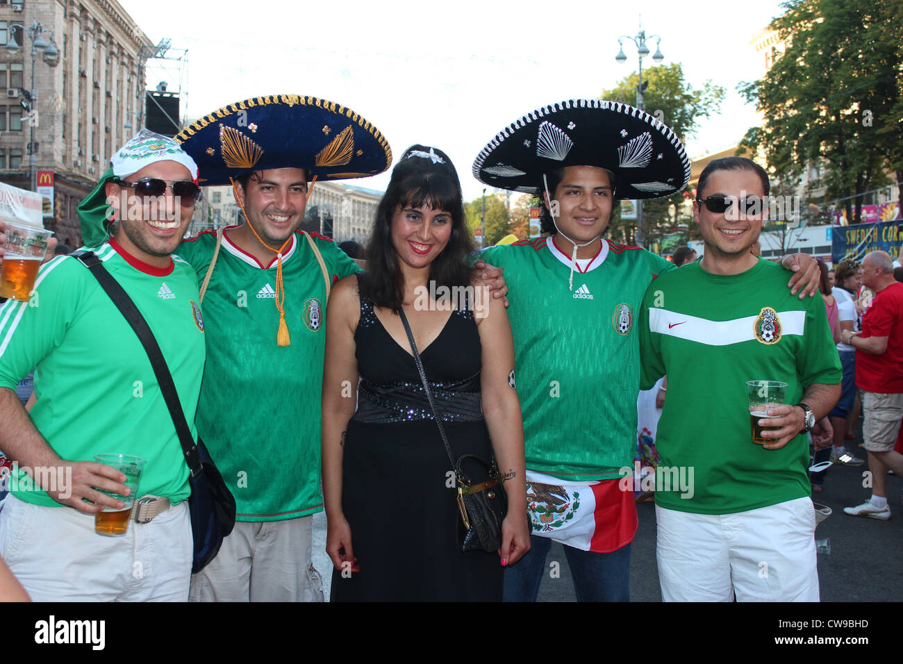 Les fans mexicains. Finale. Kiev, Ukraine, d'Europe de Football 2012 Banque D'Images
