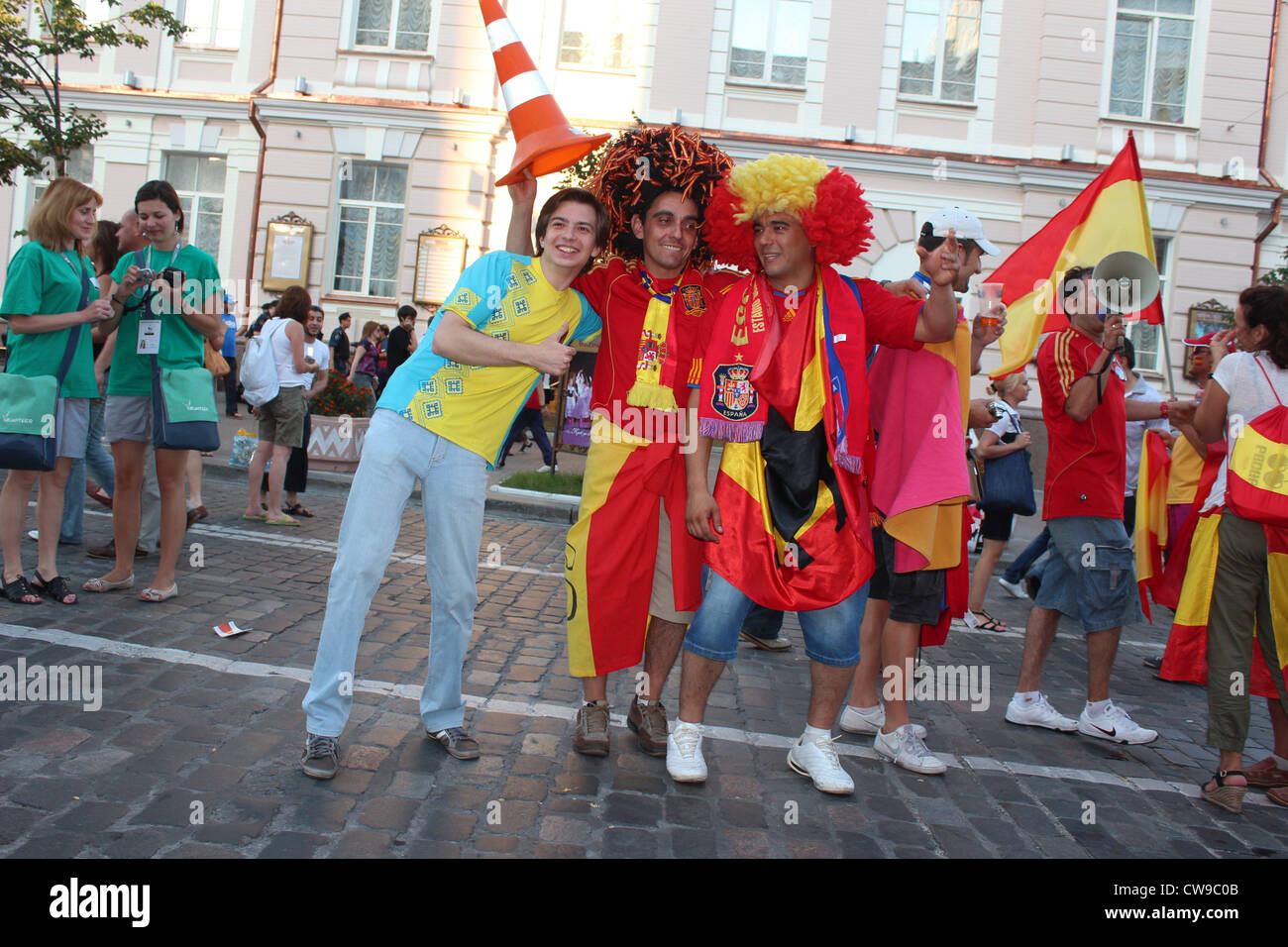 Des fans espagnols. Finale. Kiev, Ukraine, d'Europe de Football 2012 Banque D'Images