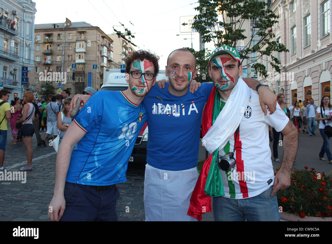 Fans italiens. Finale. Kiev, Ukraine, d'Europe de Football 2012 Banque D'Images