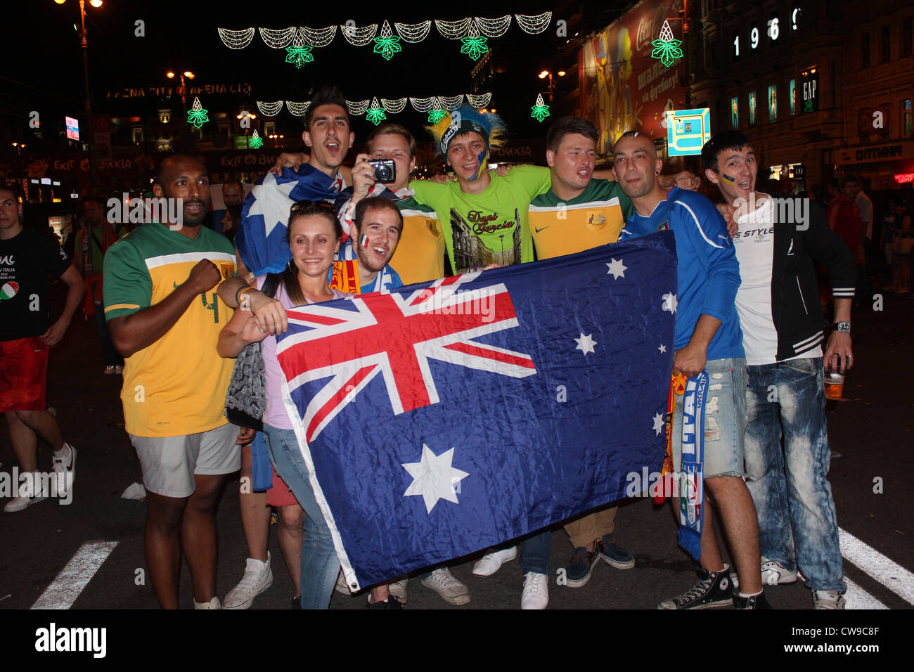 Des fans australiens sur l'Euro 2012. Finale. Kiev, Ukraine, d'Europe de Football 2012 Banque D'Images