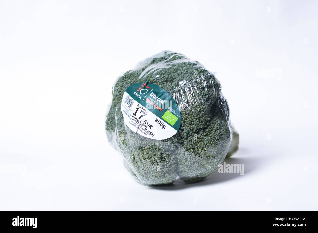 Le brocoli biologique dans des emballages en plastique Banque D'Images