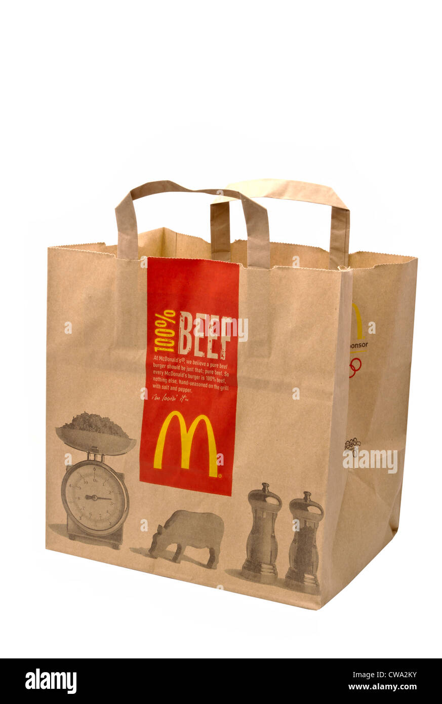 McDonald's bag isolated on white background Banque D'Images