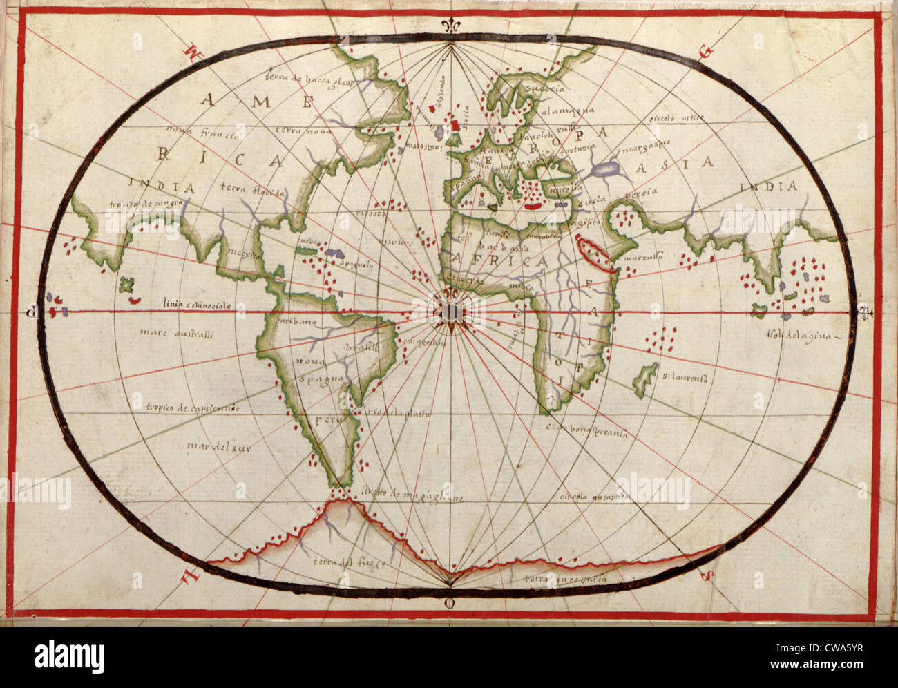 16th century world map Banque de photographies et d’images à haute ...